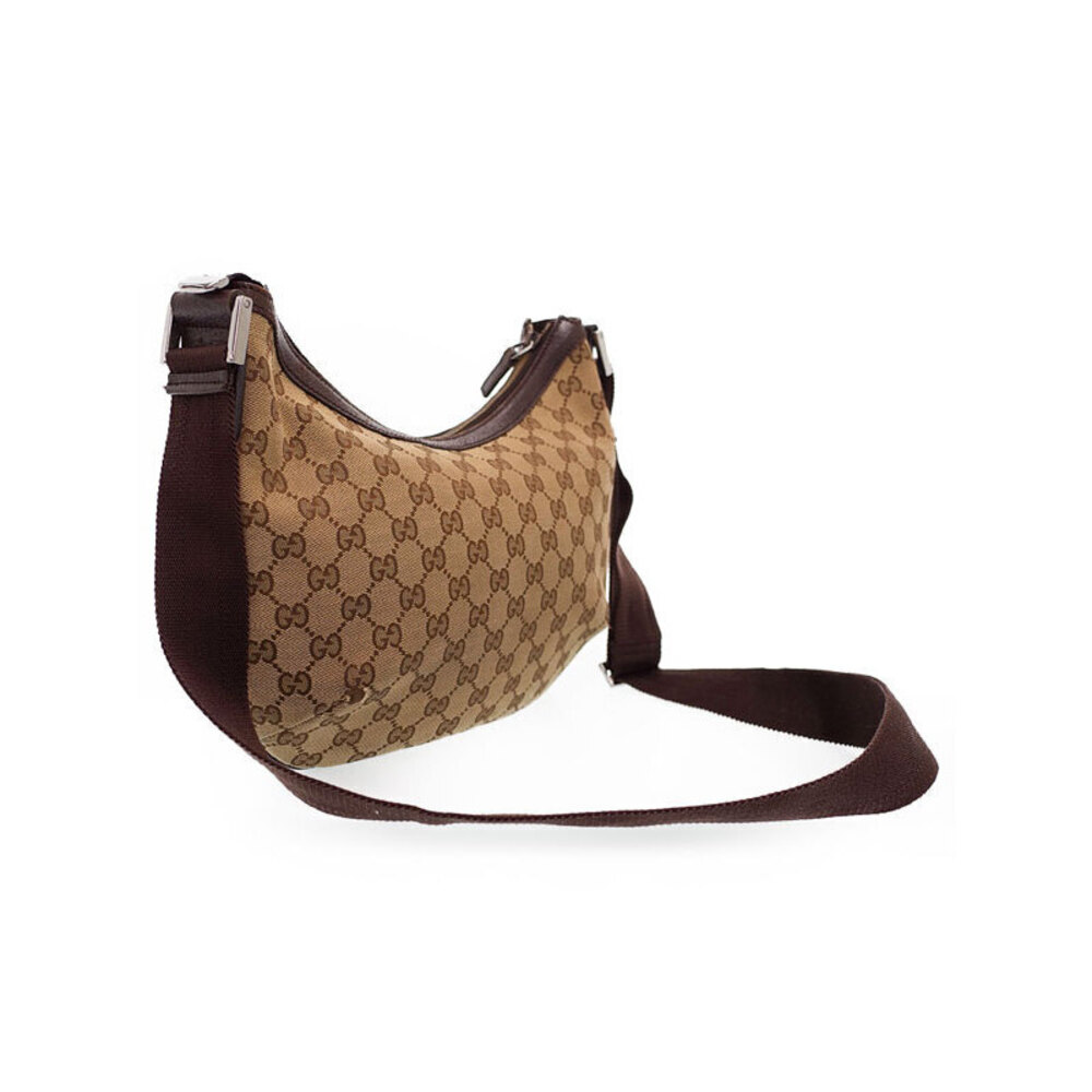Gucci Brown GG hobo Canvas moon bag Messenger Bag half